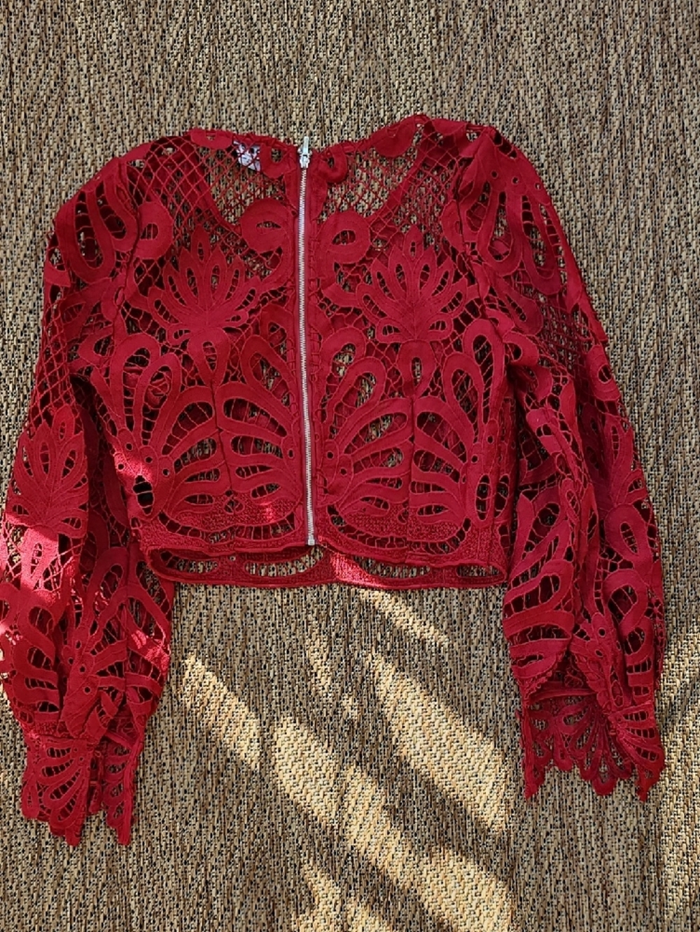 bebe Burgundy Crochet Lace Crop Top - Picture 3 of 3